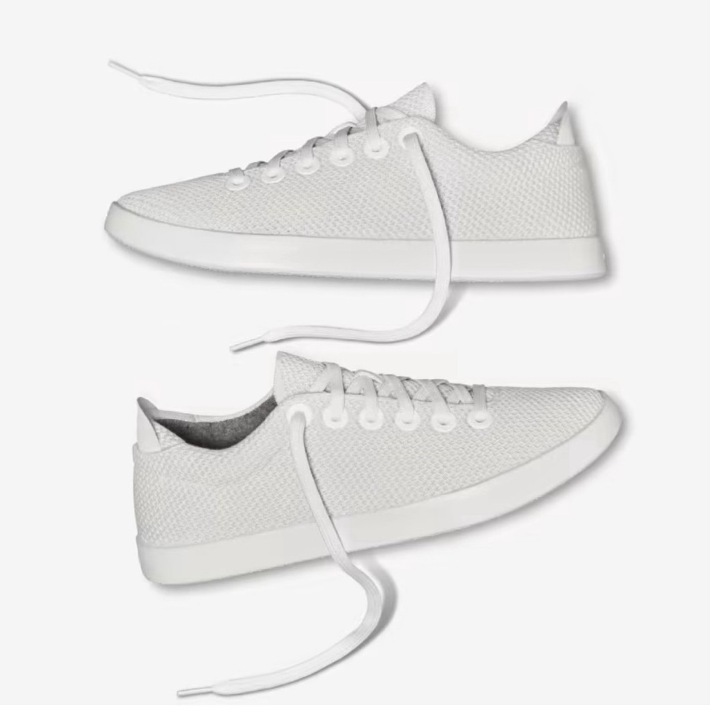 allbirds White Knit Lace-Up Sneakers